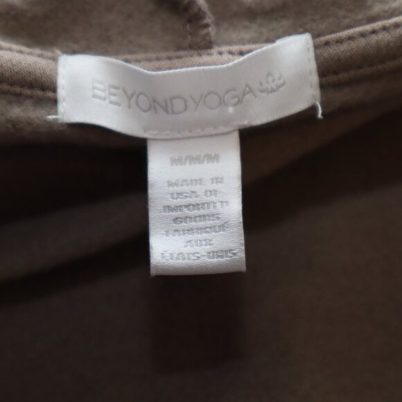 Beyond Yoga Womens Luxe Fleece Hooded On the Go Jacket Size Med Beige Open Front - Picture 3 of 8